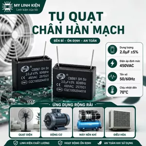 Tụ quạt chân hàn mạch 450VAC PCB CBB61 đầy đủ giá trị