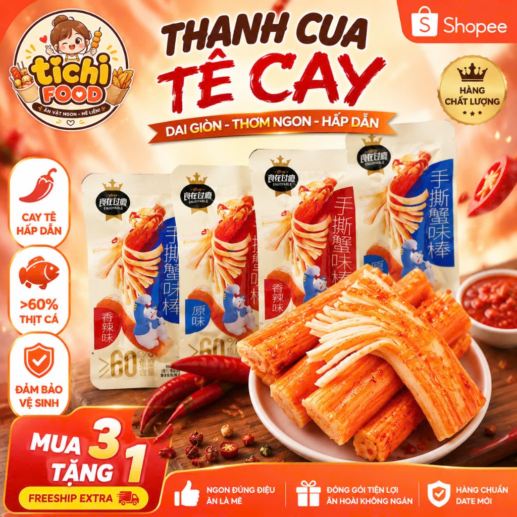 Thanh Cua Cay Tứ Xuyên Tẩm Gia Vị Ăn Liền Thơm Ngon
