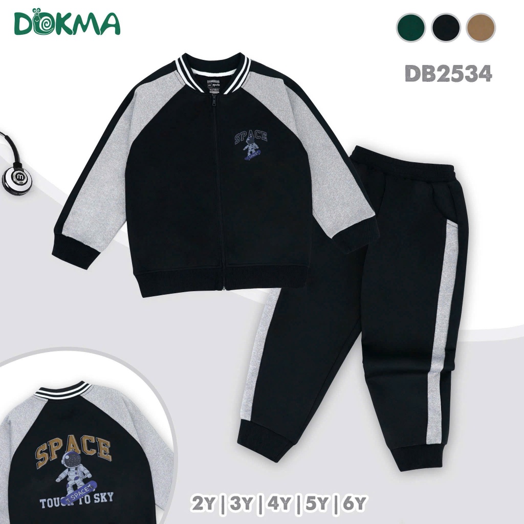 (13-25kg) Bộ Thể Thao Dài Tay Bo Gấu Cách Điệu Bé Trai Dokma DB2534 DB3208