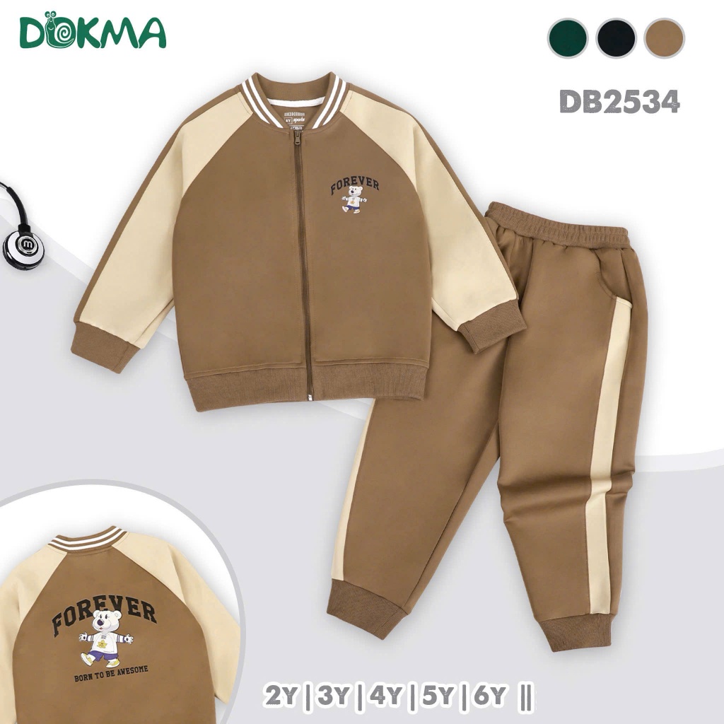 (13-25kg) Bộ Thể Thao Dài Tay Bo Gấu Cách Điệu Bé Trai Dokma DB2534 DB3208