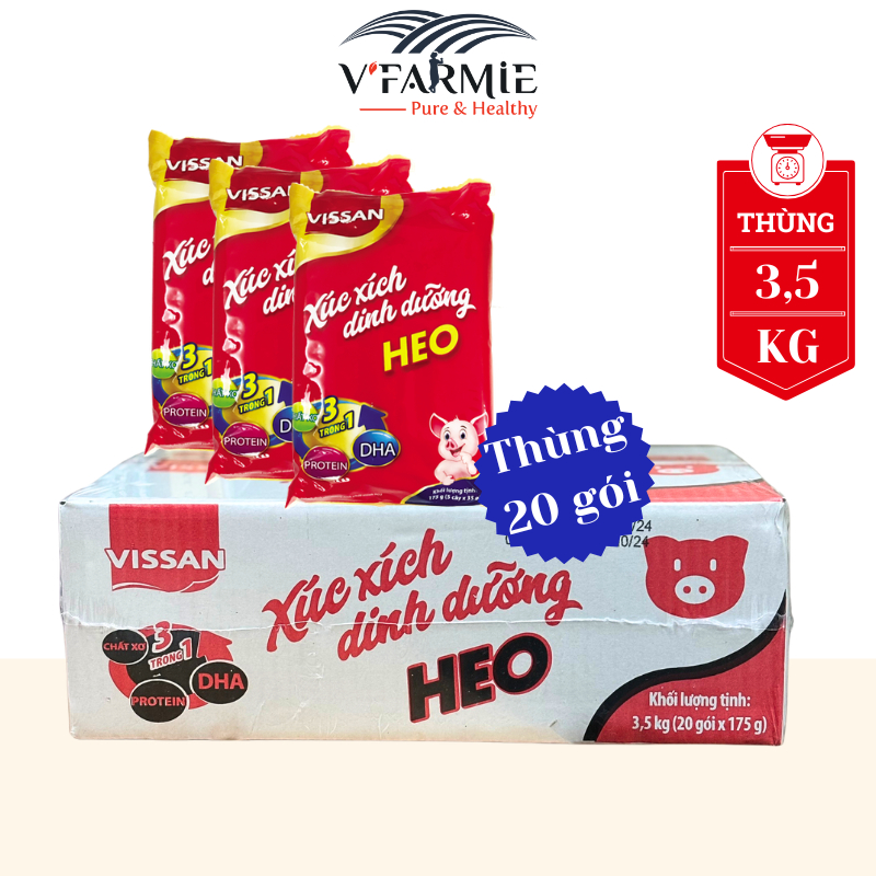 Xúc xích heo dinh dưỡng Vissan thùng 3.5kg (20 gói x 175g)