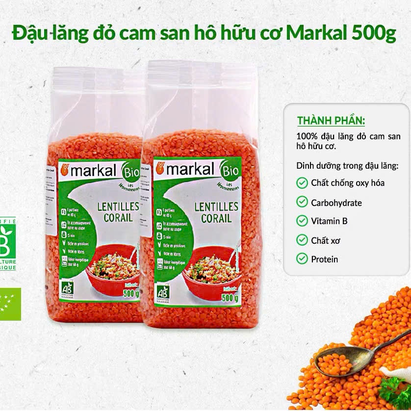 Đậu Lăng Đỏ Hữu Cơ Markal, C'Lavie Cho Bé Ăn Dặm. Hạt Dinh Dưỡng Tự Nhiên Giàu Dinh Dưỡng