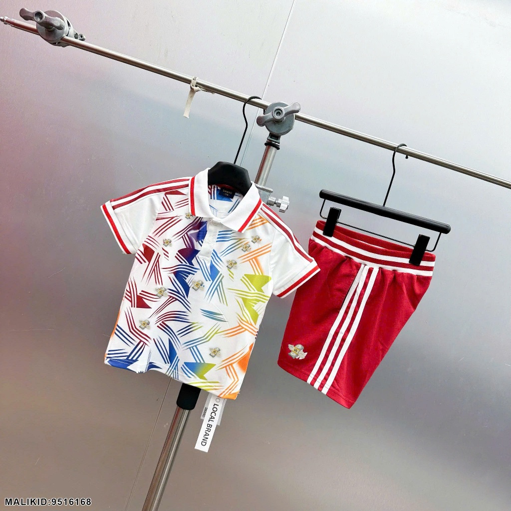 Set Đồ Thể Thao Polo Bé Trai Họa Tiết Sắc Màu Mới Nhất_ Bộ Cộc Cho Bé Chất Cotton Co Dãn