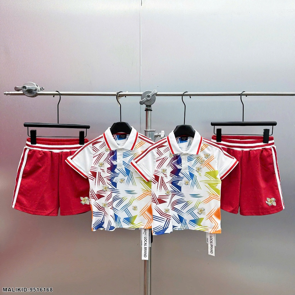 Set Đồ Thể Thao Polo Bé Trai Họa Tiết Sắc Màu Mới Nhất_ Bộ Cộc Cho Bé Chất Cotton Co Dãn