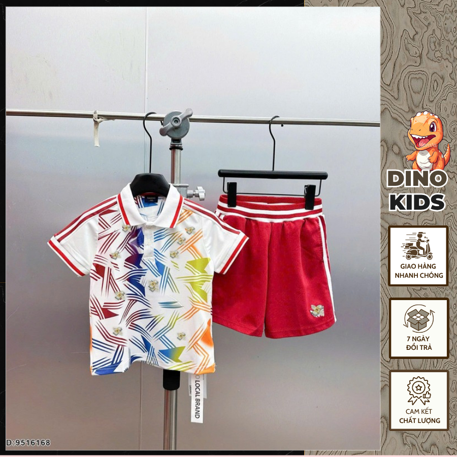 Set Đồ Thể Thao Polo Bé Trai Họa Tiết Sắc Màu Mới Nhất_ Bộ Cộc Cho Bé Chất Cotton Co Dãn