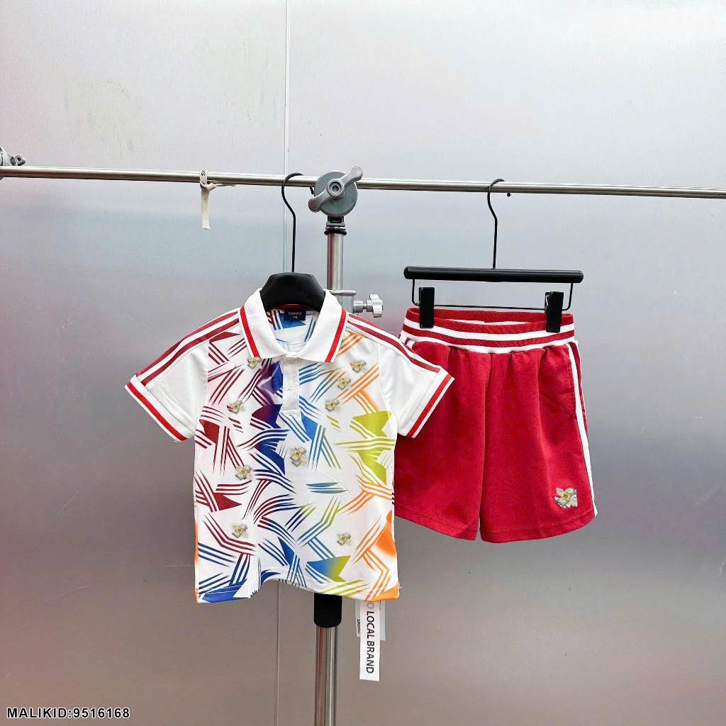 Set Đồ Thể Thao Polo Bé Trai Họa Tiết Sắc Màu Mới Nhất_ Bộ Cộc Cho Bé Chất Cotton Co Dãn