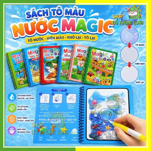 Tranh Tô Màu Nước Ma Thuật Quyển Tập Tô Thần Kỳ Tặng 1 Bút Magic Water Book Cho Bé Sách Tô Màu Nước - BỐ KHỦNG LONG