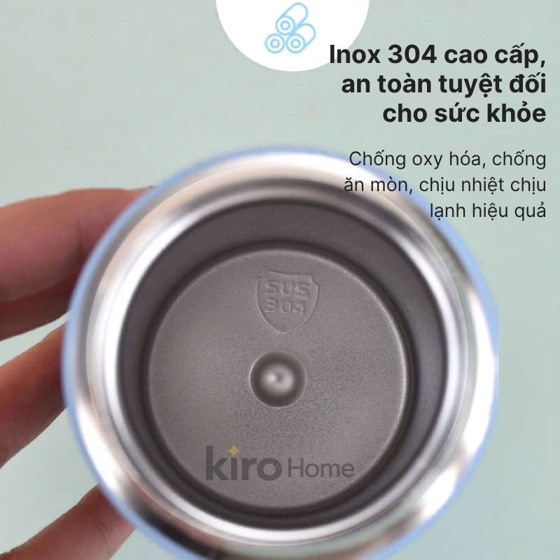 Bình Nước Giữ Nhiệt Inox 304 Cao Cấp, Cốc Đựng Nước Giữ Hot Cold 24H Nắp Bật Khóa Cài Thông Minh