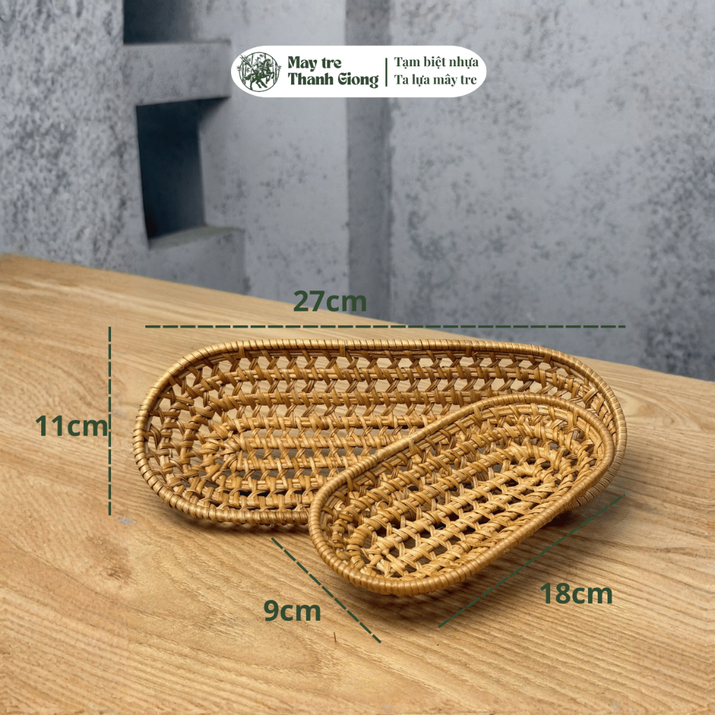 Khay mây decor đựng bánh kẹo, hoa quả, trang trí bàn ăn