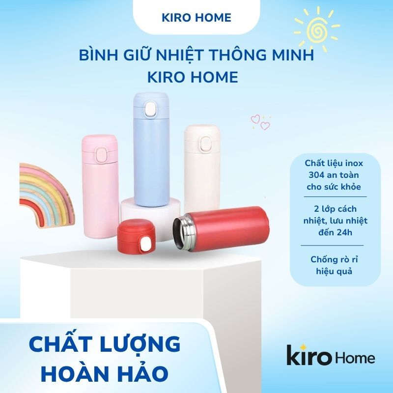 Bình Nước Giữ Nhiệt Inox 304 Cao Cấp, Cốc Đựng Nước Giữ Hot Cold 24H Nắp Bật Khóa Cài Thông Minh