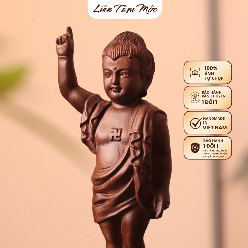 Tượng Gỗ Phật Đản Sanh Hương Đá Cao 20cm Nguyên Khối - Quà Tặng Phật Giáo Ý Nghĩa Đồ Thờ Cúng Tâm Linh Tắm Phật Cao Cấp