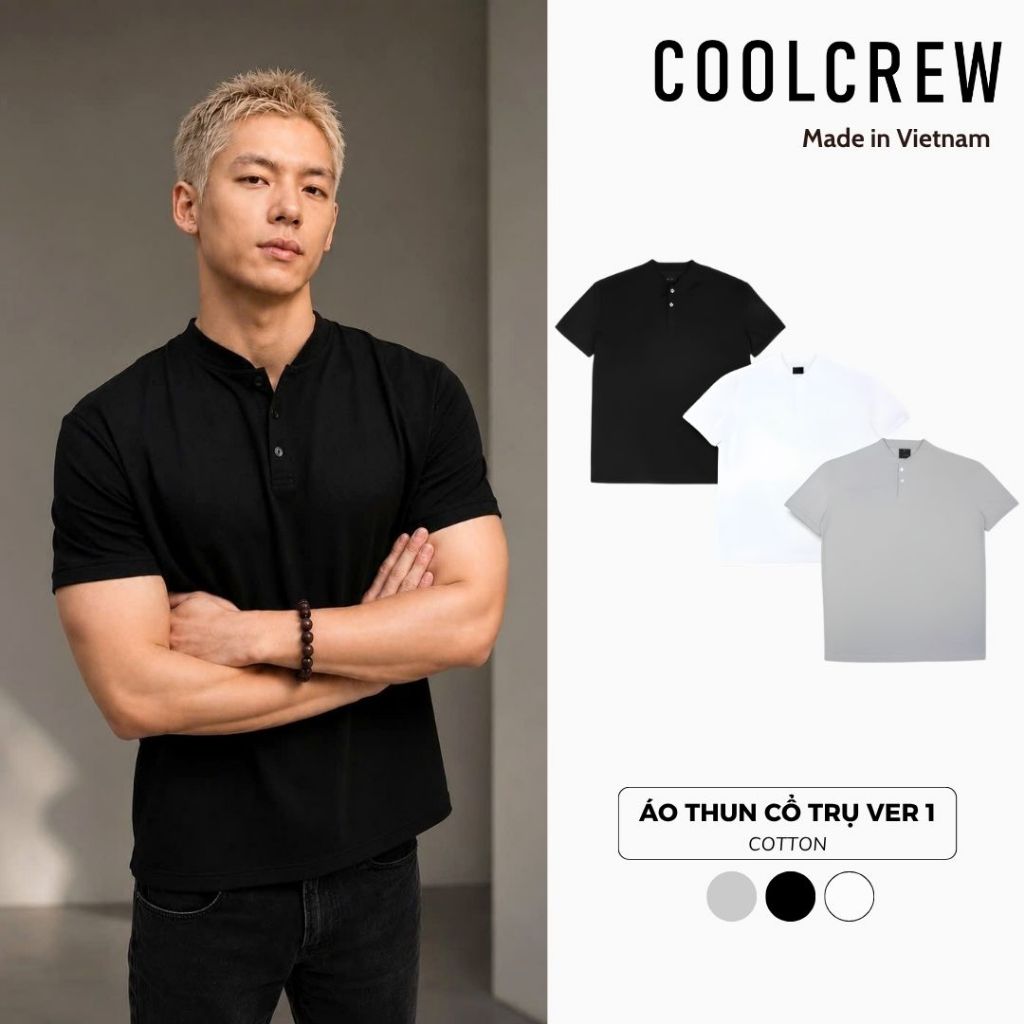 Áo Thun Cổ Trụ Ver 1 𝐂𝐎𝐎𝐋𝐂𝐑𝐄𝐖 100% Cotton 2 Chiều Unisex Menswear Phong Cách Hàn Quốc Năng Động ATN012 | BigBuy360 - bigbuy360.vn