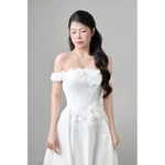 Váy Đi Bàn Trễ Vai Chất Phi Nhật, Ngực 2 Thân Form Cao Cấp Dáng Dài Chạm Đất, Siết Eo Và Che Bắp Tay Cực Tốt — ảnh 3