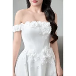 Váy Đi Bàn Trễ Vai Chất Phi Nhật, Ngực 2 Thân Form Cao Cấp Dáng Dài Chạm Đất, Siết Eo Và Che Bắp Tay Cực Tốt — ảnh 4