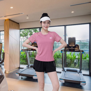 Bộ đồ tập thể thao nữ áo thun co giãn quần short 2 lớp tập gym yoga chạy bộ thoáng khí SolaFit 3549