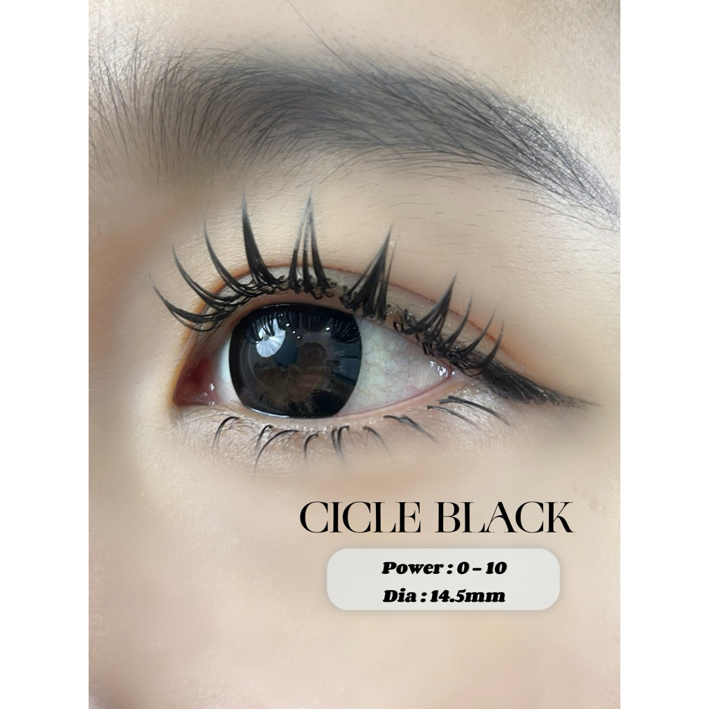 Lens đen giãn tròng Hàn Quốc Elylens mẫu Cicle Black DIA 14.5mm ( Full 0-7 độ )