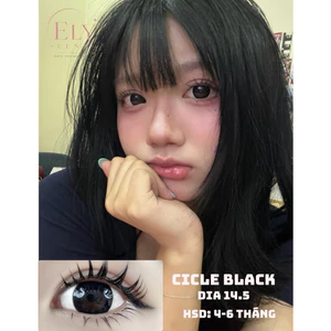 Lens đen giãn tròng Hàn Quốc Elylens mẫu Cicle Black DIA 14.5mm ( Full 0-7 độ )