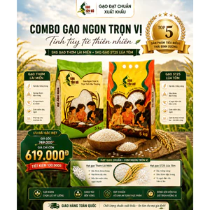 Combo 10Kg Gạo Tây Đô Kim Cương 5Kg Thơm Lài Thái + 5Kg ST25 Lúa Tôm - Gạo Ngon, Thơm Dẻo