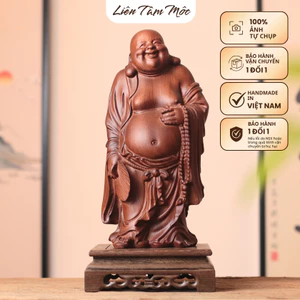 Tượng Gỗ Phật Di Lặc Đứng Gỗ Hương Nguyên Khối 20/30cm - Đồ Decor Bàn Làm Việc Văn Phòng Phòng Khách Hoan Hỷ Bình An Mắn