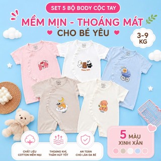 Body Cộc Tay Cài Lệch Chất Siêu Mềm Mát Dễ Chịu Cho Bé Trai Bé Gái Sơ Sinh Mùa Hè - SS5