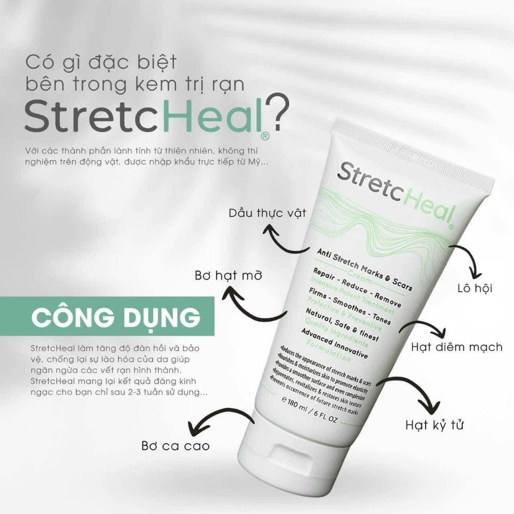 Kem rạn da StretcHeal Mỹ , ngừa rạn da dạng kem dễ thẩm thấu cho mẹ bầu và sau sinh