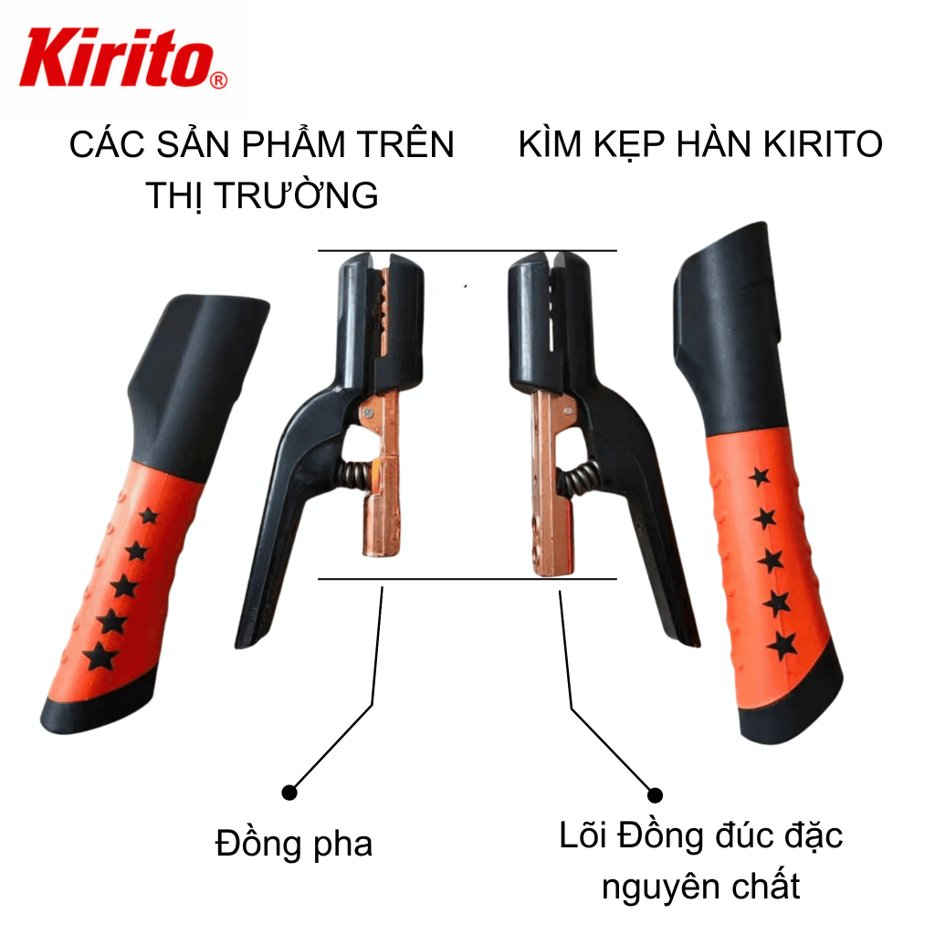 Kìm Kẹp Que Hàn Kirito 800A-1000A Lõi Đồng Nguyên Chất, Kềm Hàn Điện Cao Cấp Chịu Nhiệt Tốt