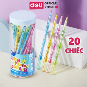 Hộp 20 Bút chì khúc DELI - Bút Chì Ruột Đậm Hình Dễ Thương Chì Đốt 2B Có Ngòi Thay Cho Bé Tập Viết Vẽ Tranh