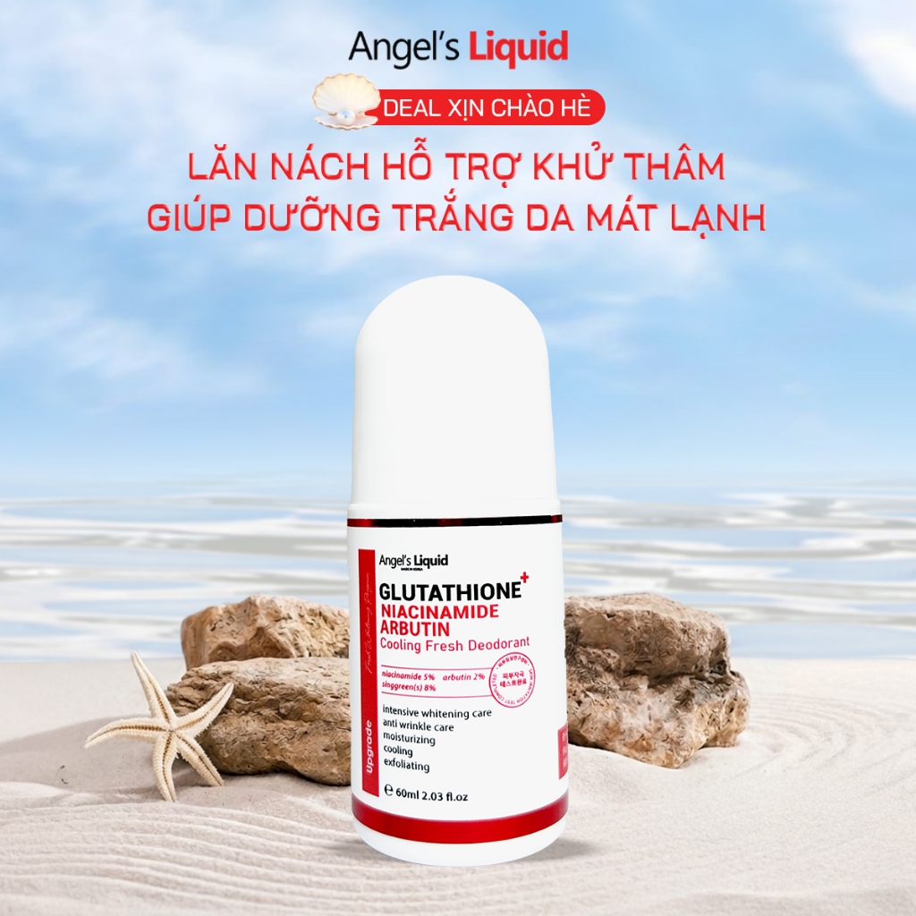 glutathione niacinamide fresh deodorant Lăn Nách Khử Thâm, Dưỡng Trắng Mát Lạnh Angel's Liquid Glutathione+ Niacinamide Arbutin Cooling Fresh Deodorant 60ml
