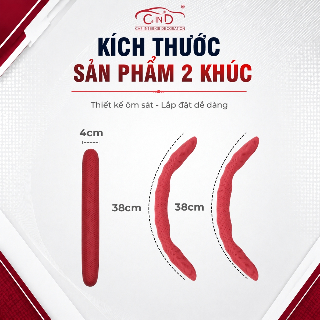 Miếng Ốp Bọc Vô Lăng Ô Tô CIND Da Nappa Cao Cấp Mỏng Nhẹ Chống Trượt Đa Dạng Màu Sắc Phù Hợp Nhiều Dòng Xe Ô Tô Xe Hơi