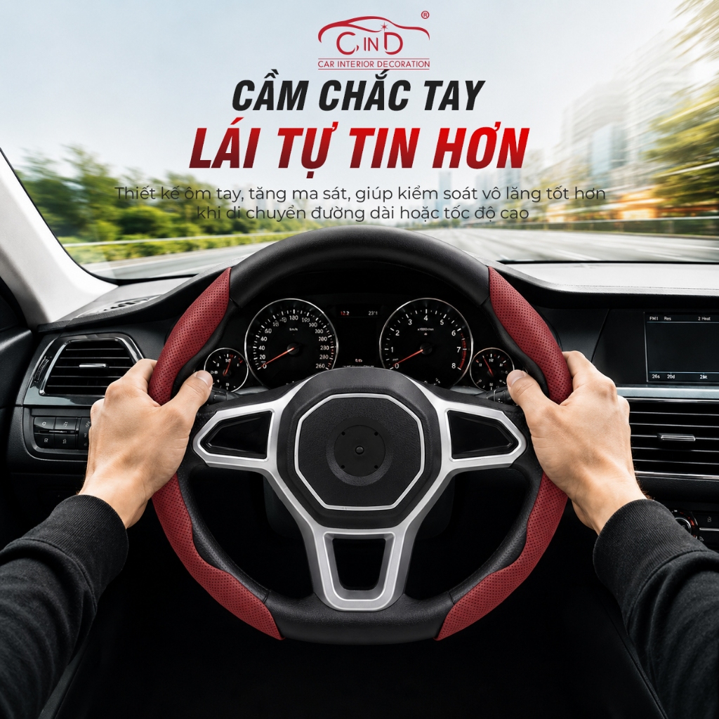 Miếng Ốp Bọc Vô Lăng Ô Tô CIND Da Nappa Cao Cấp Mỏng Nhẹ Chống Trượt Đa Dạng Màu Sắc Phù Hợp Nhiều Dòng Xe Ô Tô Xe Hơi