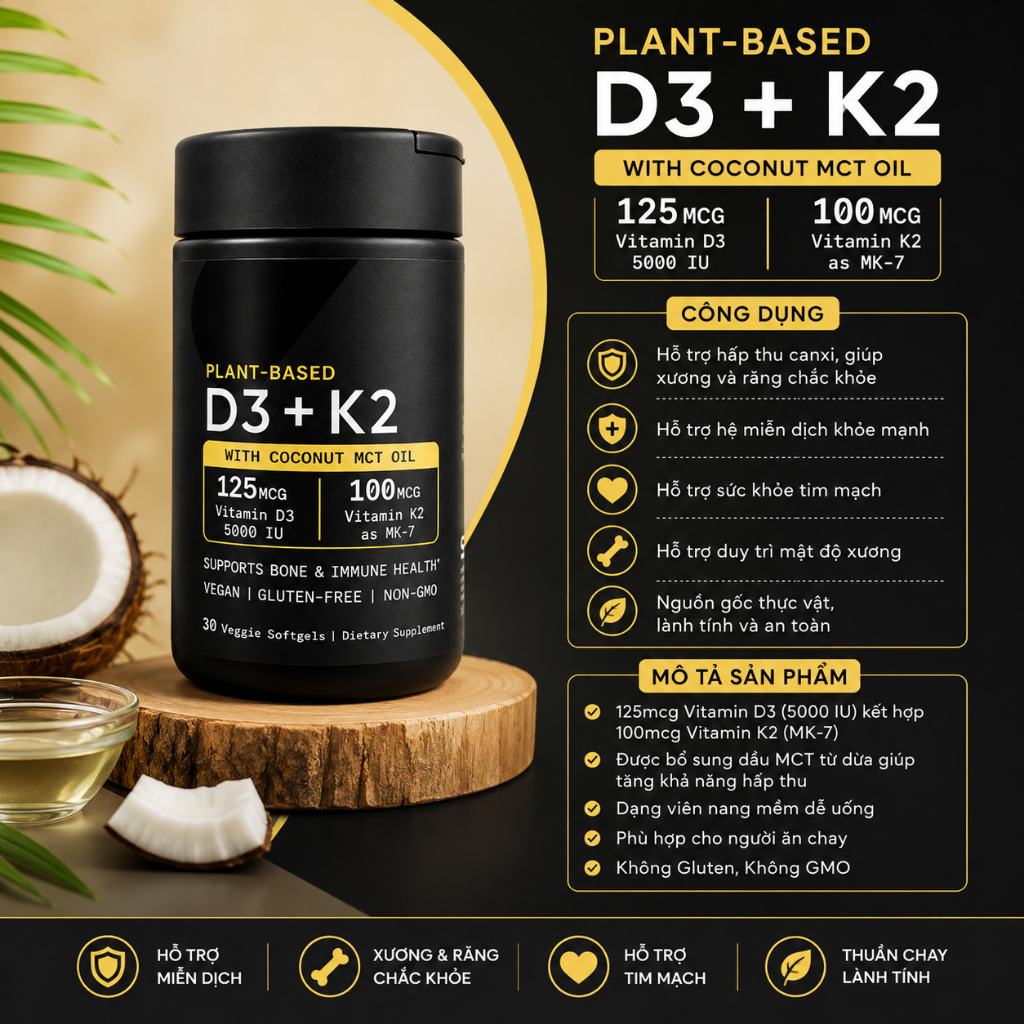 Sports Research Vitamin D3+K2 - Thực Phẩm Bổ Sung Hằng Ngày