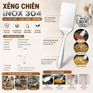 Xẻng Chiên Xào Inox 304 – Inox Dày Dặn, Không Gỉ, Dùng Cho Bếp Gia Đình & Nhà Hàng