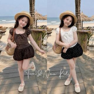 S227M-[tomnaukids] Set áo phối ren phối quần bí cho bé gái size từ 8-35Kg
