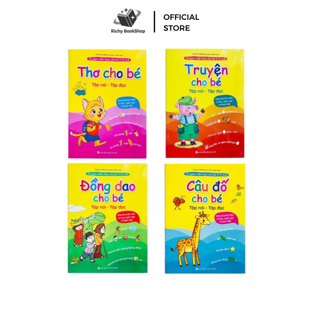 Sách - Bộ 4 cuốn Đồng Dao - Thơ - Truyện - Câu Đố Cho Bé 0-6 tuổi
