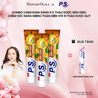 [HANNAH OLALA]CB 3 Kem đánhrăngP/SThảo Dược100g/150g,cho10 lợiích răngmiệng toàndiện với10thảo dược quý&côngnghệ hiệnđại