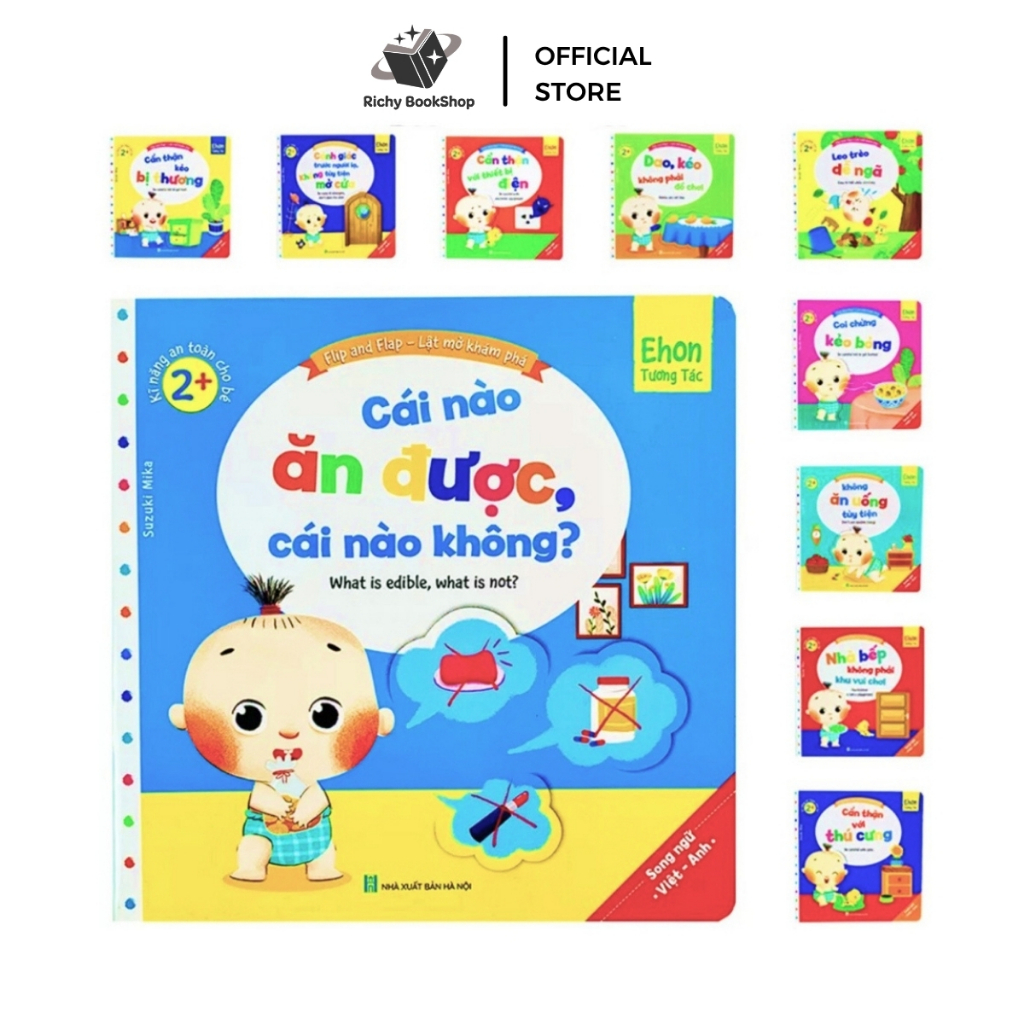 Sách - Ehon Tương Tác Lật Mở - Kỹ Năng An Toàn Cho Bé Song Ngữ Việt Anh (Bộ 10 Cuốn)