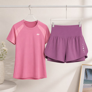 Bộ đồ tập thể thao nữ áo thun co giãn quần short 2 lớp tập gym yoga chạy bộ thoáng khí SolaFit 3549