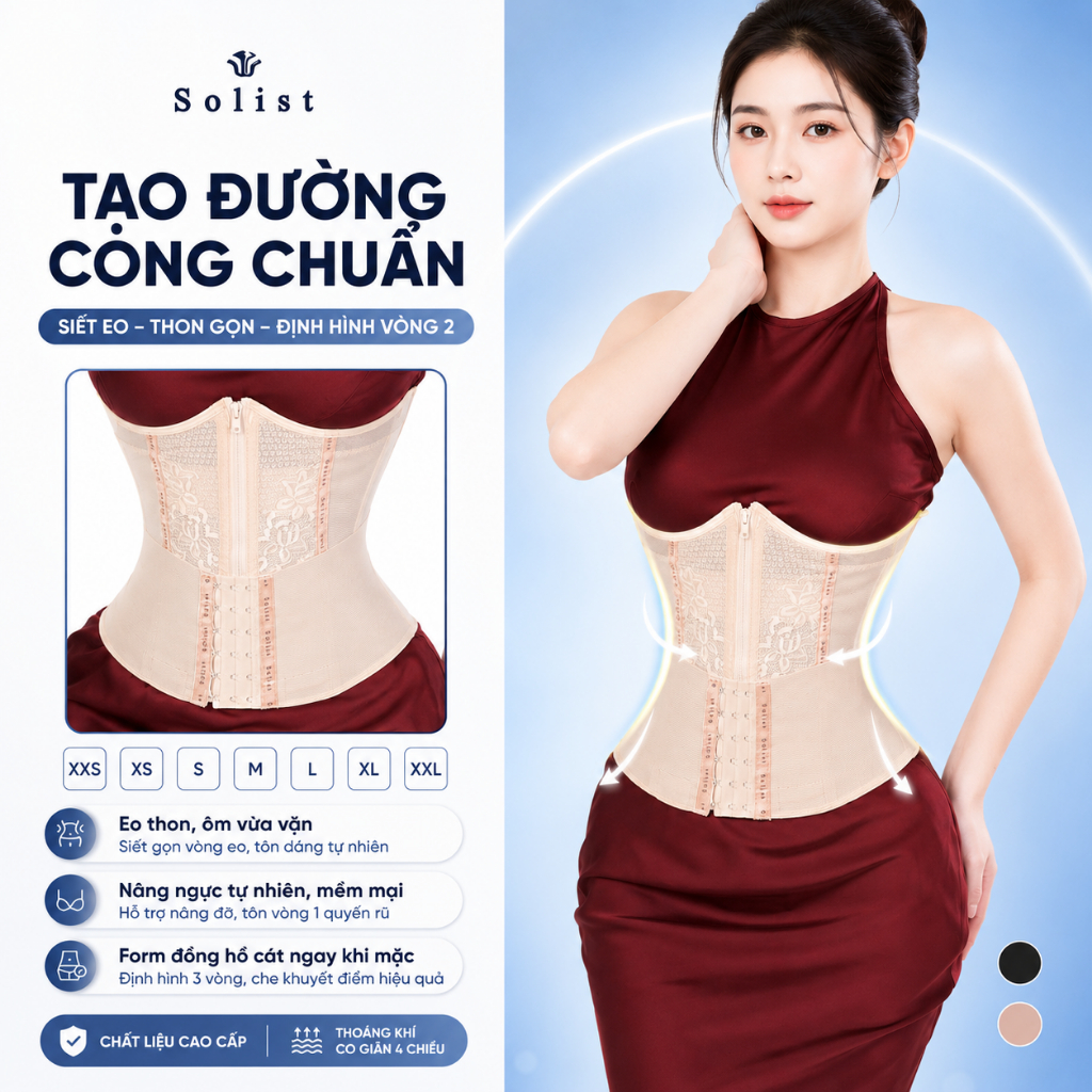 Đai Nịt Bụng Latex, Gen Nịt Bụng Solist G!ả.m Mỡ Tàng Hình Co Dãn 4 Chiều Su Đúc Chống Cuộn Mặc Váy Không Lộ Viền
