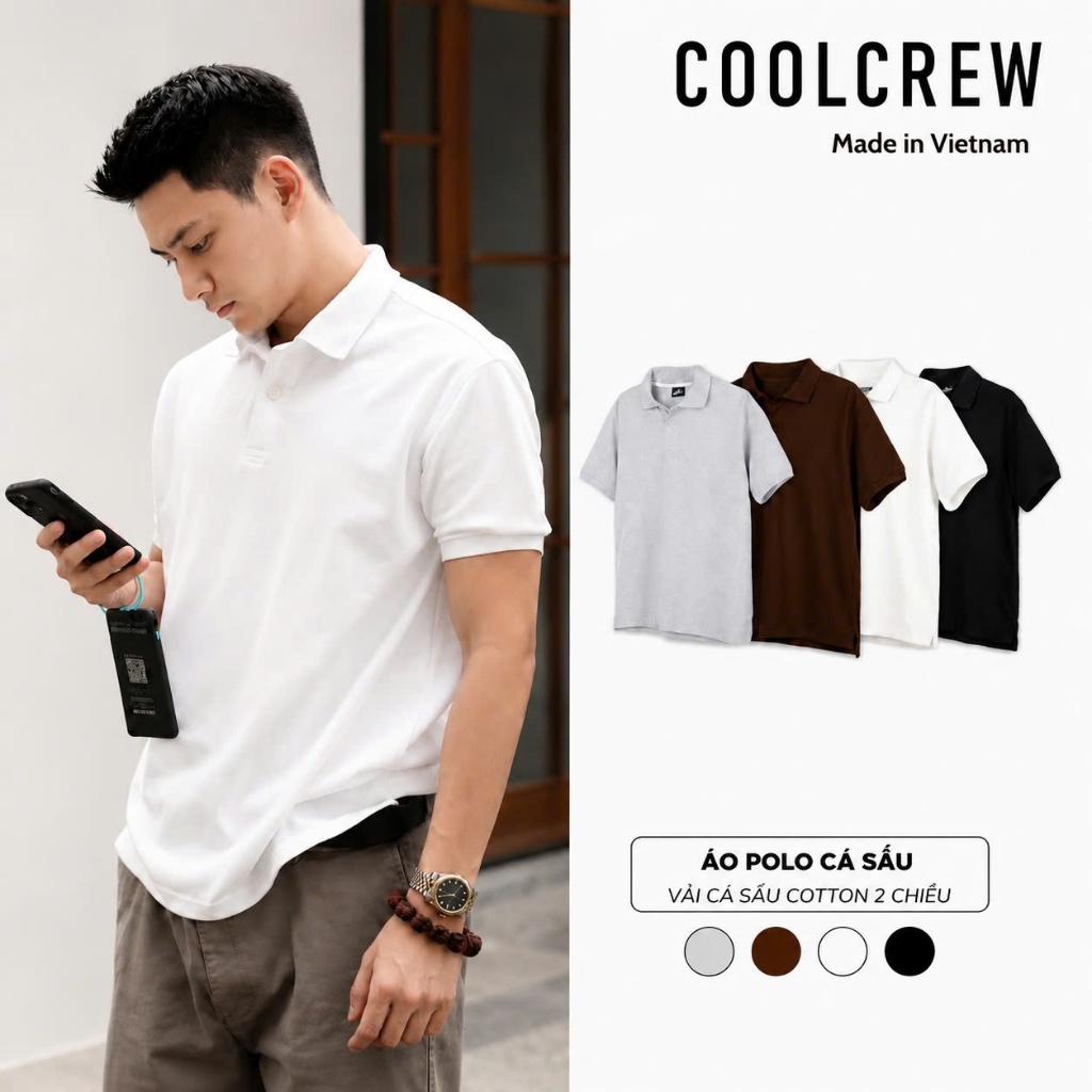 Áo Polo Cá Sấu 𝐂𝐎𝐎𝐋𝐂𝐑𝐄𝐖 Vải Cotton Cá Sấu 2 Chiều Unisex Menswear Phong Cách Hàn Quốc Năng Động APN038 | BigBuy360 - bigbuy360.vn