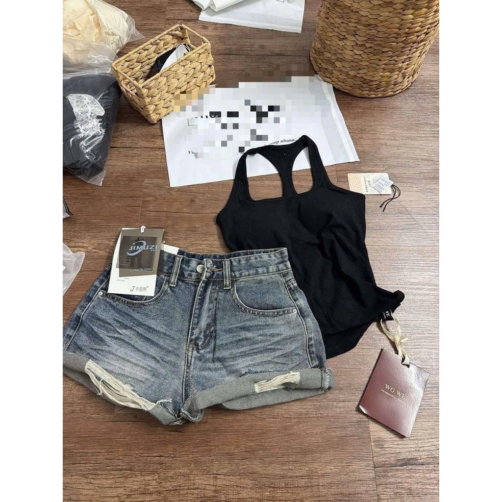 𝑺𝒔𝒖.𝑺𝒕𝒖𝒅𝒊𝒐 QUẦN SOOC BÒ DENIM CẠP CAO RÁCH