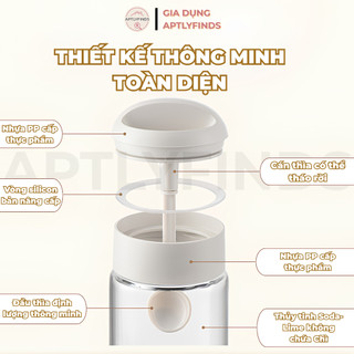 Hũ Đựng Gia Vị Thủy Tinh Kèm Thìa Nhà Bếp APTLYFINDS Chống Ẩm, Muỗng Liền Nắp, 250ml