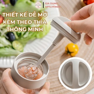 Hũ Đựng Gia Vị Thủy Tinh Kèm Thìa Nhà Bếp APTLYFINDS Chống Ẩm, Muỗng Liền Nắp, 250ml
