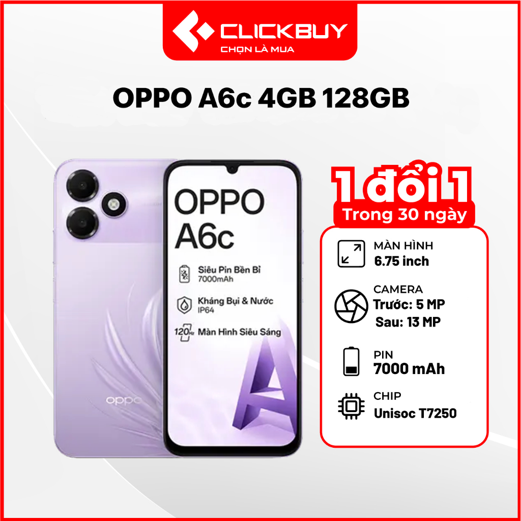 Điện Thoại OPPO A6c RAM 4GB Bộ Nhớ 128GB Pin 7000mAh Màn 120Hz Chính Hãng