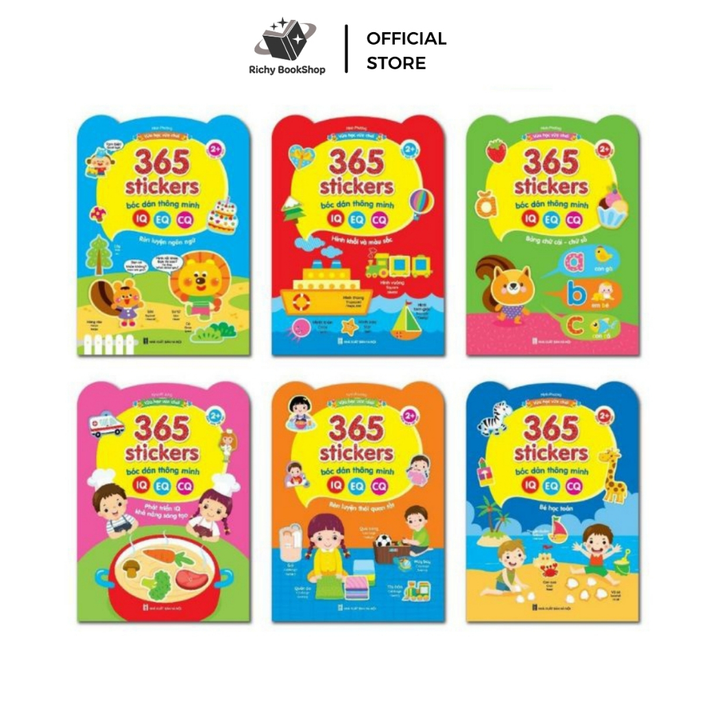 Sách - 365 Stickers Bóc Dán Thông Minh Song Ngữ Việt Anh dành cho trẻ từ 2-6 tuổi (Bộ 6 cuốn)