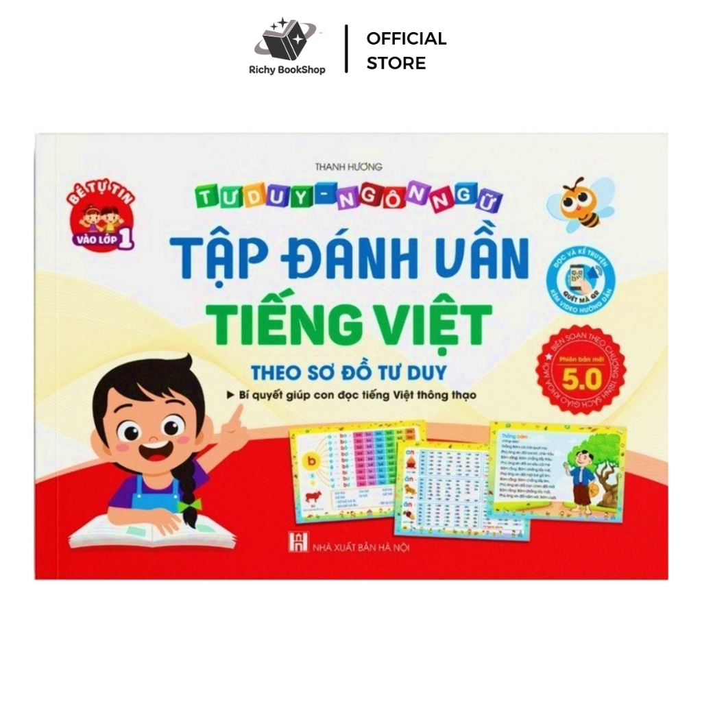 Sách - Tập Đánh Vần Tiếng Việt theo sơ đồ tư duy - Phiên bản mới 5.0 quét mã QR