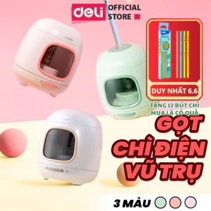 Gọt Chì Điện Deli Chuốt Bút Chì Tự Động Màu Pastel Lưỡi Dao Sắc Bén Không Gỉ Phù Hợp Với Nhiều Loại Chì