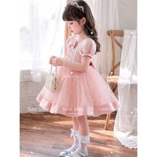 [Hàng loại 1] [Tặng cài nơ ]Đầm công chúa dự tiệc màu hồng đan dây dễ thương cho bé gái