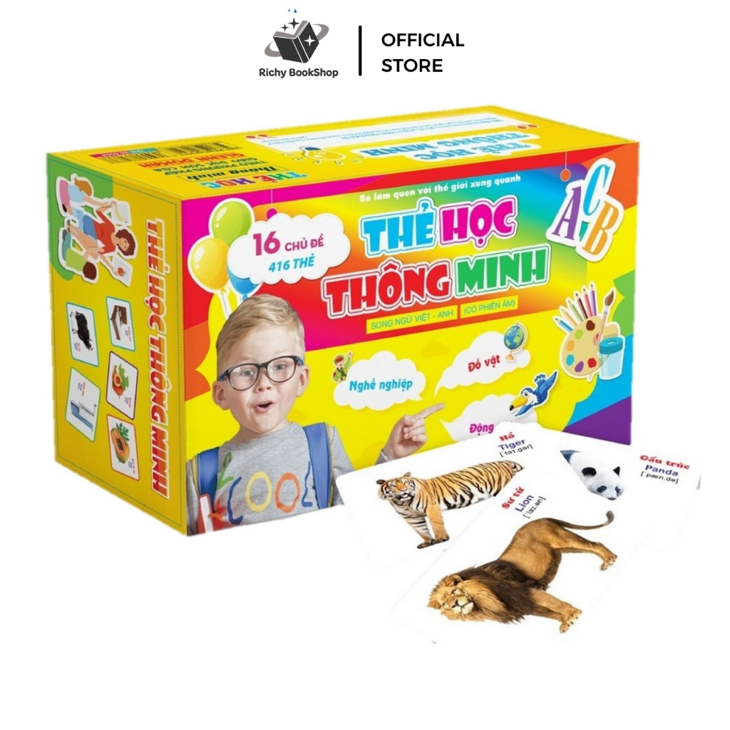 Sách - Thẻ Học Thông Minh Flashcard song ngữ Việt-Anh 16 Chủ Đề, 416 Thẻ - Bé làm quen với thế giới xung quanh