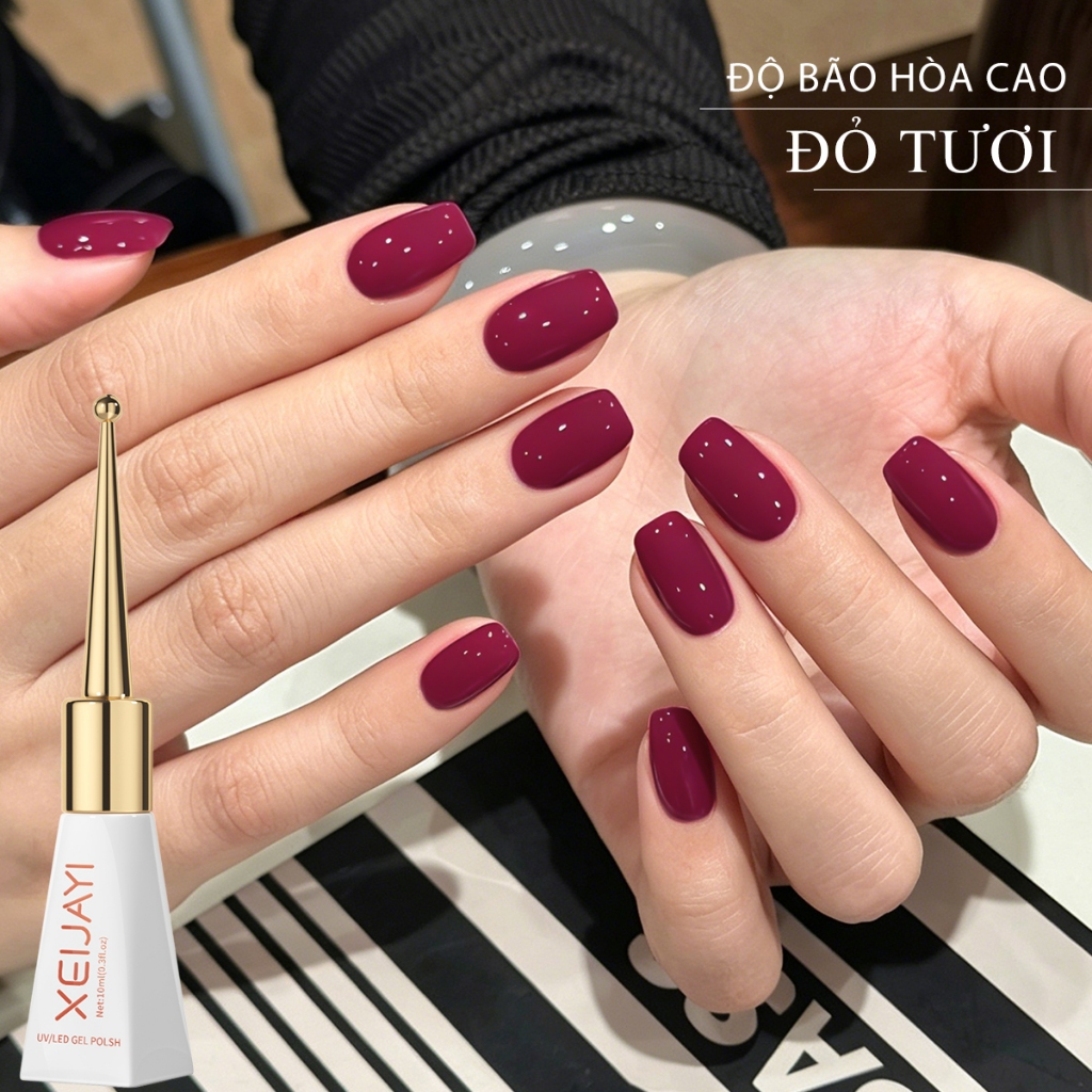 XEIJAYI 10ml - Sơn móng tay dạng gel màu tím đỏ mới, thích hợp sử dụng tại salon và cho mọi tông da.