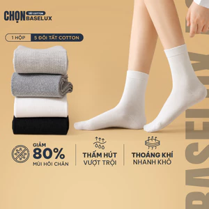 Tất nữ BaseLux tất chân nữ cotton siêu thoáng khí, vớ nữ kiểu dáng trơn dễ phối đồ, vớ chân nữ kháng khuẩn tự nhiên